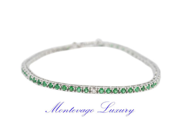 Immagine di BRACCIALE TENNIS SMERALDI E DIAMANTI