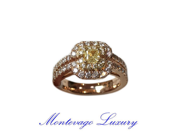 Immagine di ANELLO ORO ROSA DIAMANTI E DIAMANTE FANCY 0.37 CT