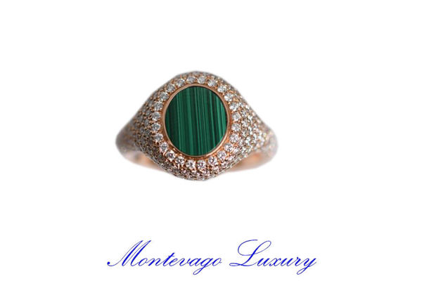Immagine di ANELLO CHEVALIER CON MALACHITE E DIAMANTI