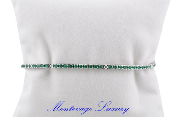 Picture of BRACCIALE TENNIS CON SMERALDI E DIAMANTI 20 CM