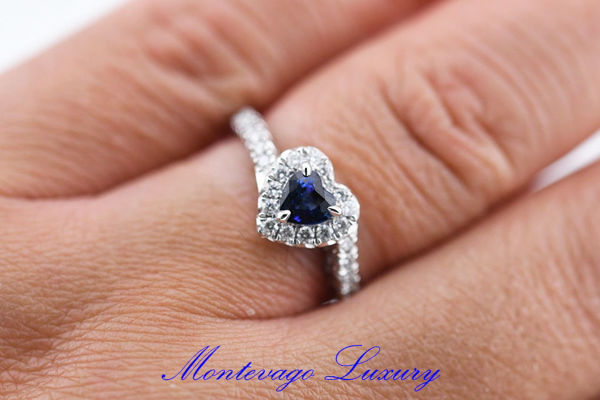 Immagine di ANELLO CUORE DI ZAFFIRO E DIAMANTI