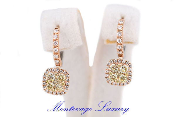 Immagine di ORECCHINI A MONACHELLA CON DIAMANTI FANCY E BIANCHI