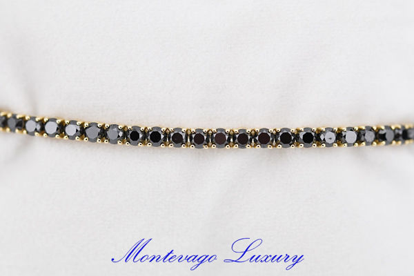 Immagine di BRACCIALE TENNIS ORO GIALLO E DIAMANTI NERI 15 CT