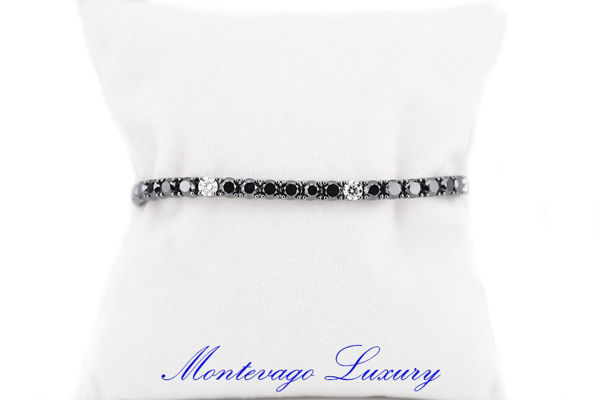 Immagine di BRACCIALE TENNIS DIAMANTI NERI 18.02 CT E BIANCHI