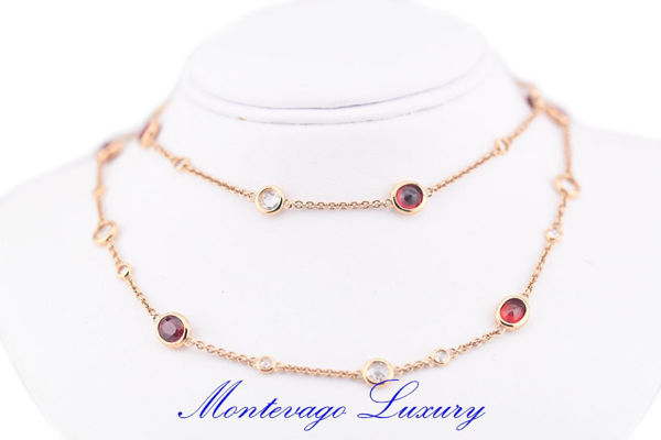 Immagine di COLLANA ORO ROSA CON RUBINI E DIAMANTI