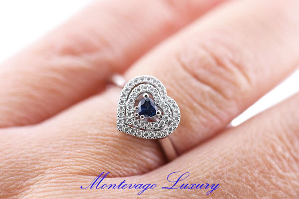 Picture of ANELLO CUORE DI ZAFFIRO E DIAMANTI