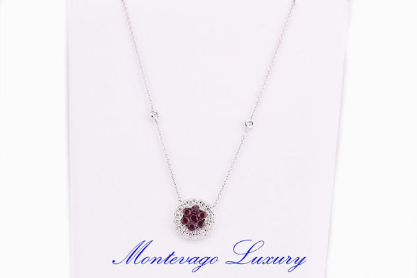 Picture of COLLANA CON PENDENTE CON RUBINI 0.77 CT E DIAMANTI