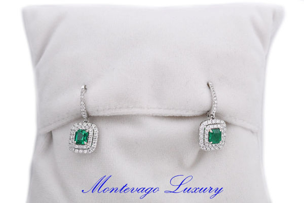 Immagine di ORECCHINI A MONACHELLA CON SMERALDI 1.34 CT E DIAMANTI