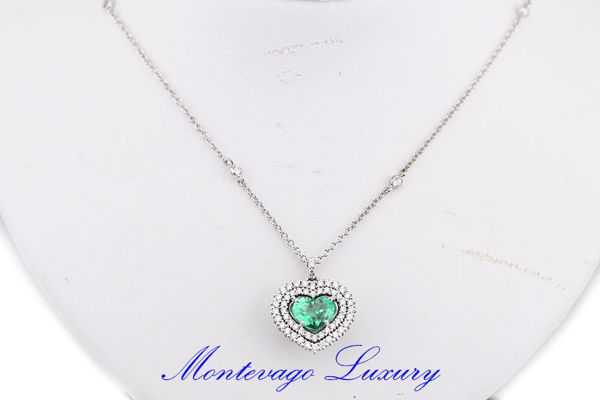 Picture of COLLANA CON PENDENTE CUORE DI SMERALDO E DIAMANTI
