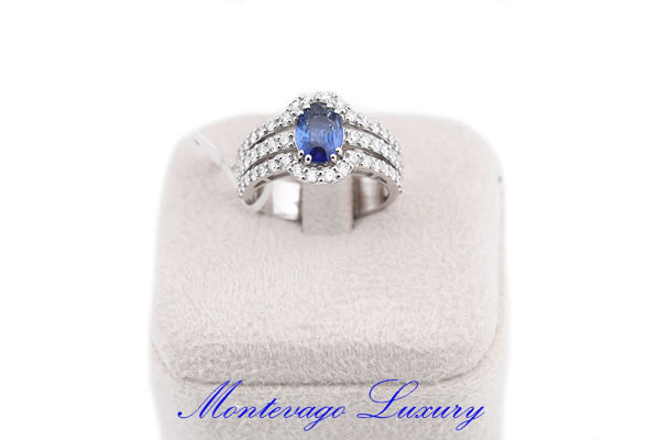 Picture of ANELLO CON ZAFFIRO 1.32 CT E DIAMANTI