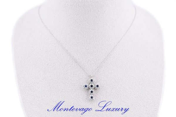 Immagine di COLLANA CON CROCE DI ZAFFIRI E DIAMANTI