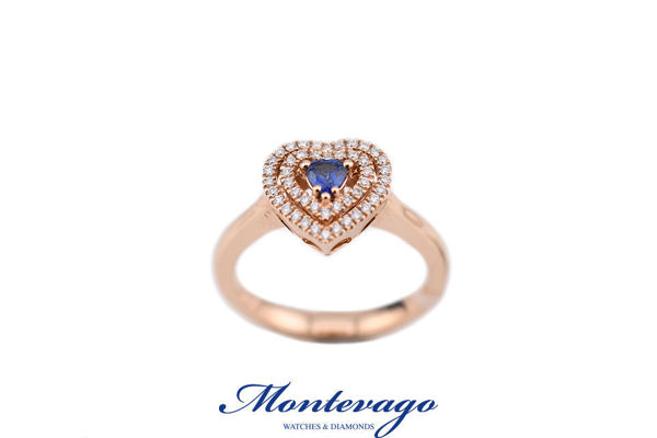 Immagine di ANELLO CUORE DI ZAFFIRO 0.22 CT E DIAMANTI